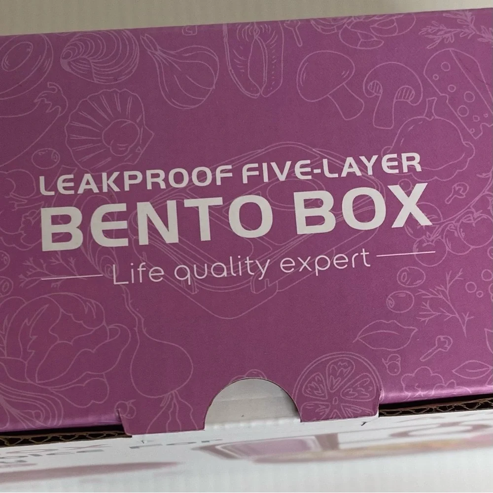 Amathley Bento Box With 5 Compartments For Lunches Adults, Kids, Purple BPA Free - Picture 2 of 8